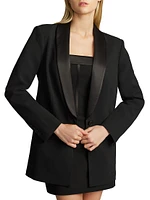 Single-Breasted Satin-Embellished Blazer