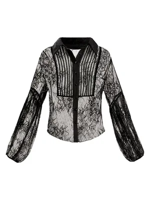 Sheer Floral Lace Blouse