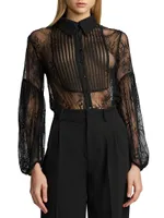 Sheer Floral Lace Blouse