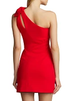 One-Shoulder Bow Minidress