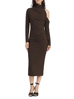 Teresa Asymmetric Turtleneck Midi-Dress