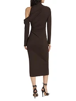 Teresa Asymmetric Turtleneck Midi-Dress