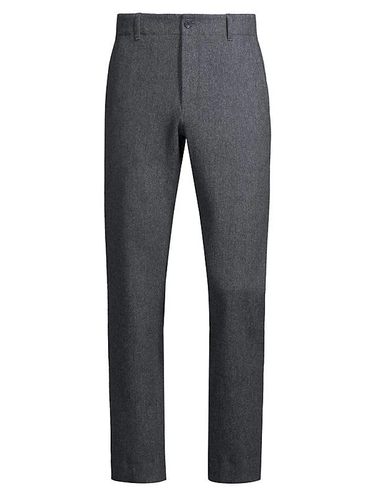 Wool Flannel Herringbone Trousers