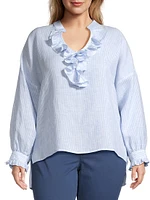 Cordelia Pinstriped Linen Blouse