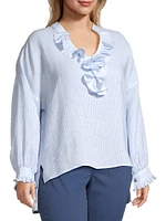 Cordelia Pinstriped Linen Blouse