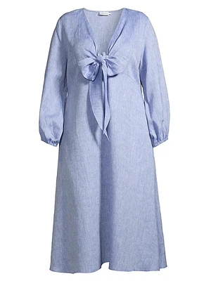 Novella Cotton-Linen Midi-Dress