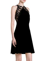 Lace-Trimmed Velvet Cocktail Minidress