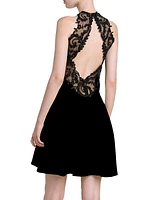 Lace-Trimmed Velvet Cocktail Minidress