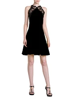 Lace-Trimmed Velvet Cocktail Minidress