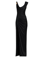 Draped Cowlneck Column Gown