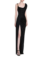 Draped Cowlneck Column Gown