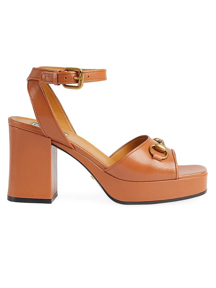 Lady Horsebit 88MM Leather Platform Sandals