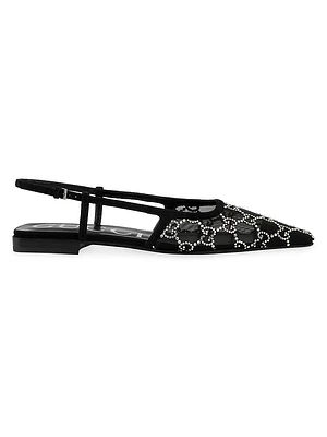 GG Monogram Mesh & Suede Ballerina Flats