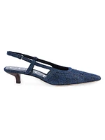 35MM GG Monogram Denim Slingback Pumps