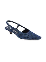 35MM GG Monogram Denim Slingback Pumps