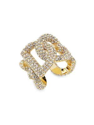 Gold-Plated & Crystal Monogram Ring