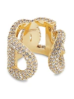 Gold-Plated & Crystal Monogram Ring