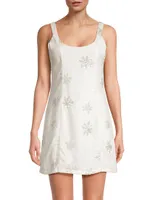 Amelia Floral Sequined Linen-Blend Minidress