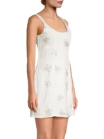 Amelia Floral Sequined Linen-Blend Minidress