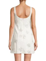 Amelia Floral Sequined Linen-Blend Minidress