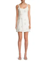 Amelia Floral Sequined Linen-Blend Minidress