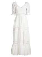 Isabella Puff-Sleeve Cotton Midi-Dress