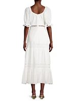 Isabella Puff-Sleeve Cotton Midi-Dress