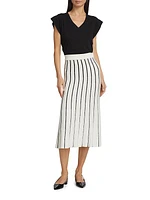 Cotton-Blend Knit A-Line Skirt