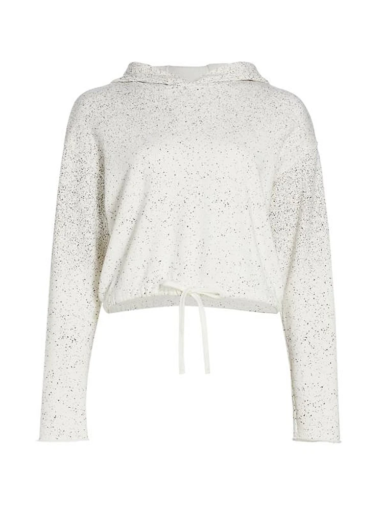 Splattered French Terry Cotton Crop Hoodie