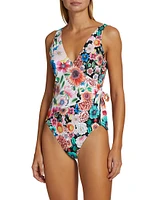 Mirror and Evening Palace Wrap One-Piece Swimsuit