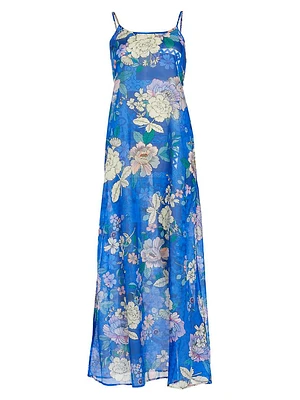 Floral Cotton & Silk Maxi Dress