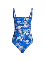 Ruched Floral One-Piece Swimsuit