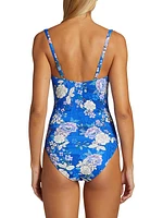 Ruched Floral One-Piece Swimsuit