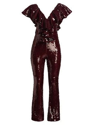 Ruffled Sequined Jumpsuit