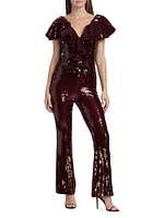 Ruffled Sequined Jumpsuit