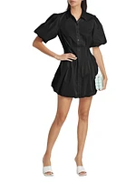 Cleo Puff-Sleeve Pintuck Minidress