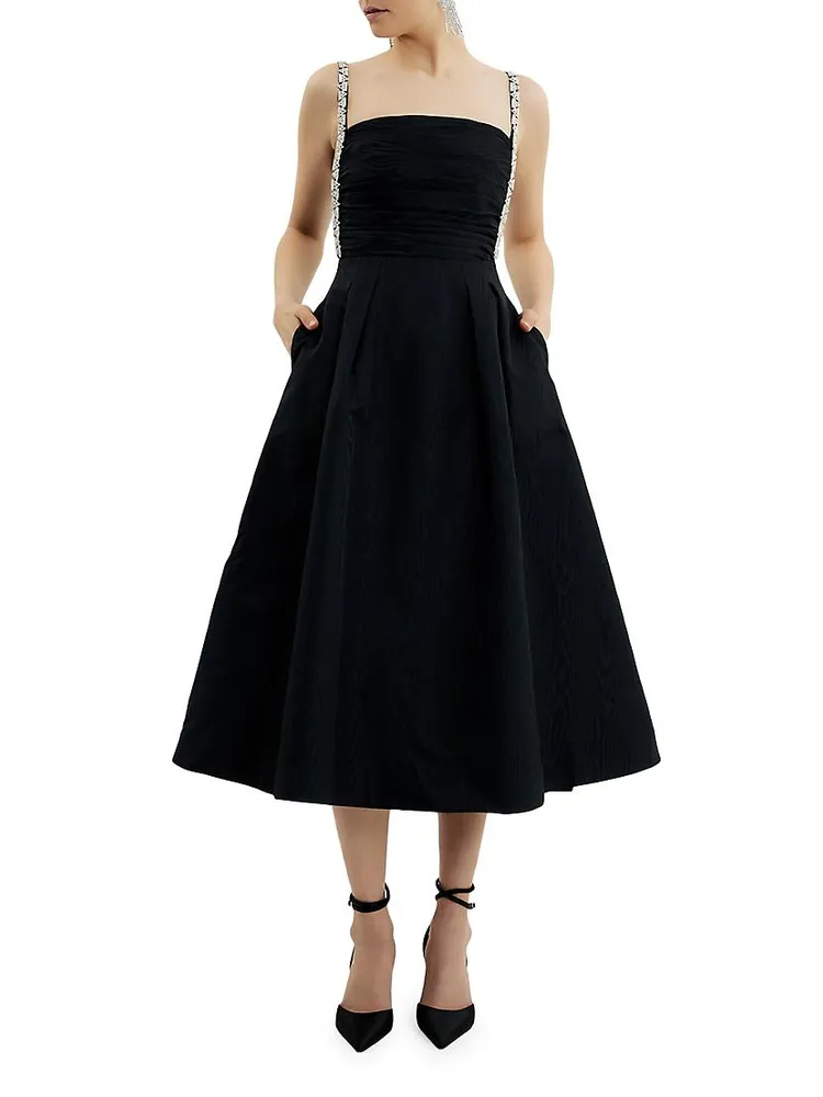 Danielle Embellished Moire Taffeta Midi-Dress