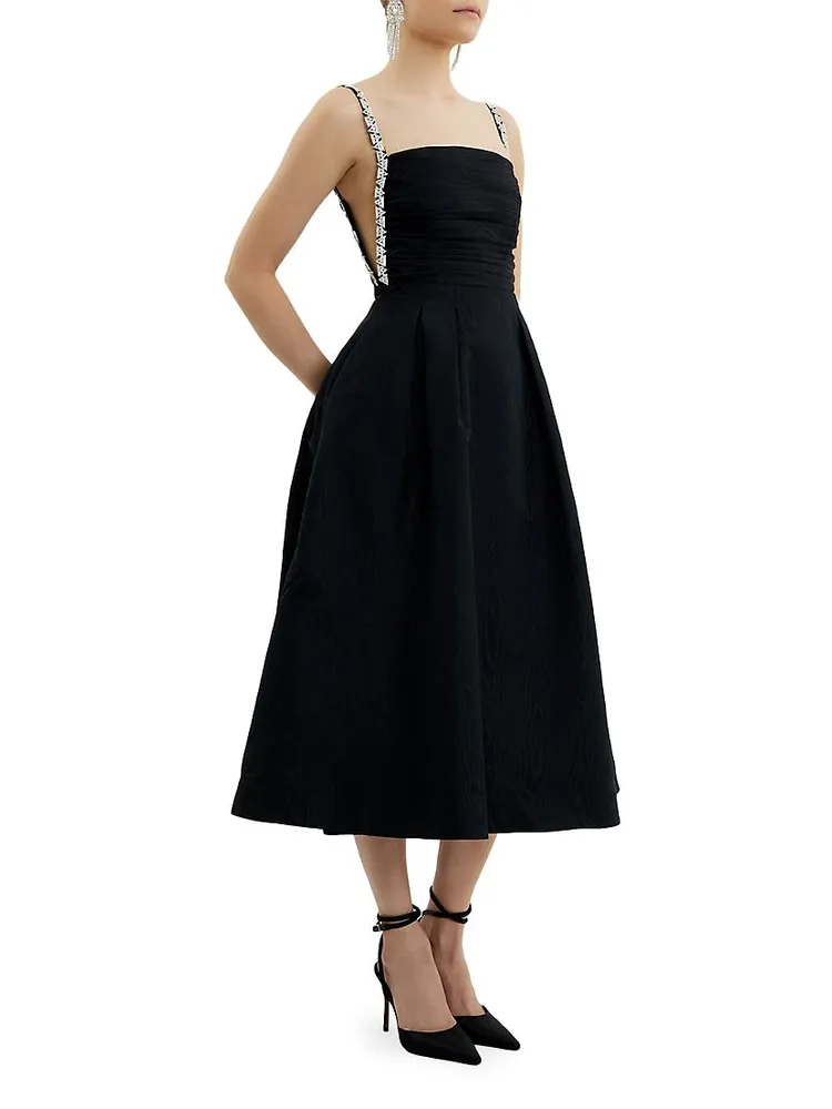 Danielle Embellished Moire Taffeta Midi-Dress