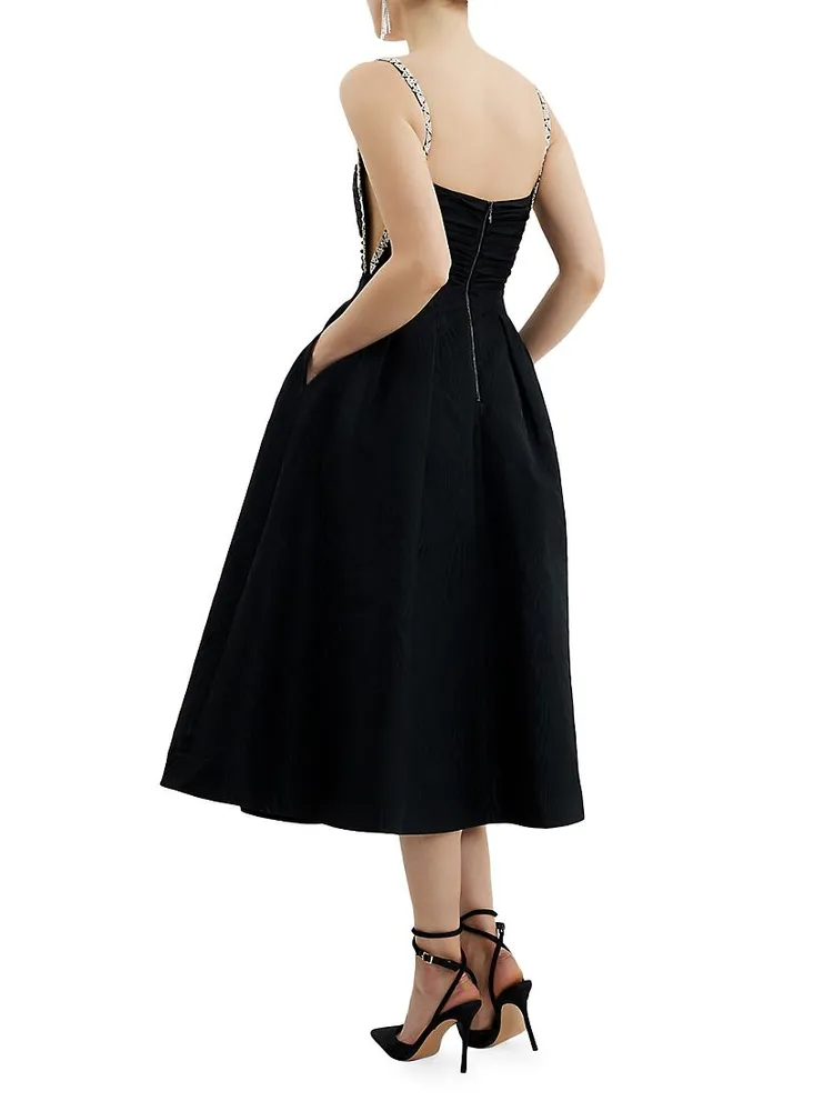 Danielle Embellished Moire Taffeta Midi-Dress