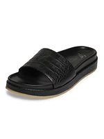 Brazilieiro Embossed-Leather Pool Slides