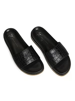 Brazilieiro Embossed-Leather Pool Slides