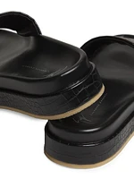 Brazilieiro Embossed-Leather Pool Slides