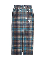 Coated Plaid Midi-Skirt