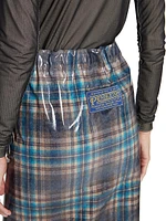 Coated Plaid Midi-Skirt