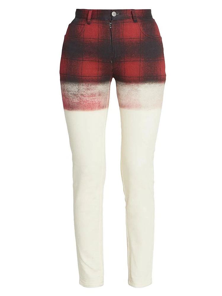 Plaid Gradient Skinny Jeans