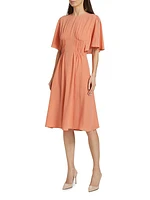 Elasticized Silk Midi-Dress