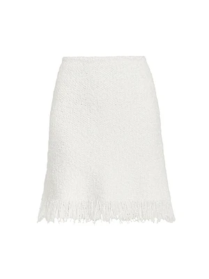 Fringe Wool-Blend Knit Miniskirt