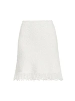 Fringe Wool-Blend Knit Miniskirt