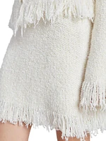 Fringe Wool-Blend Knit Miniskirt