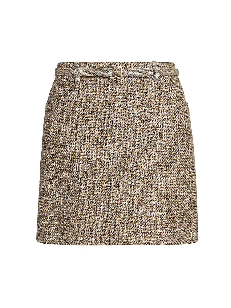 Belted Tweed Miniskirt